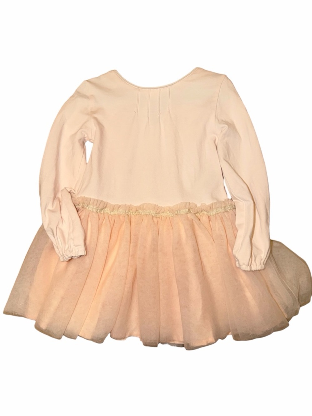 Edgehill Collection Pale Pink Tulle Dress with Long Sleeves